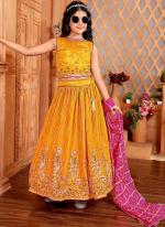 Chinnon Yellow Wedding Wear Sequins Work Readymade Kids Lehenga Choli